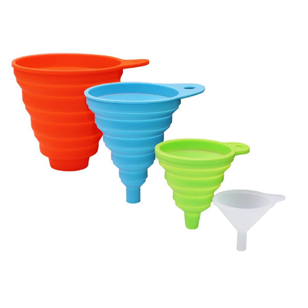 lansi2016 Silicone Collapsible Food Funnel Set, 4 Different Sizes Large